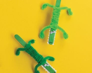 barnpyssel, pyssel för barn, pyssel för familjen, pyssel i skolan, pyssla på fritids, pysseltips, glasspinnar, krokodil, piprensare