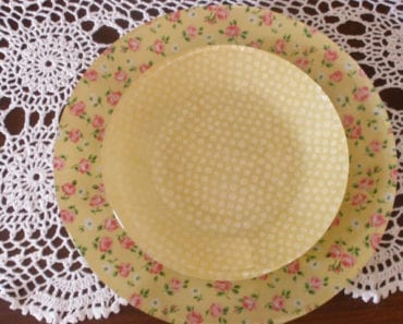 pyssel, pysseltips, decoupage, mod podge, tallrikar, servis, tyg