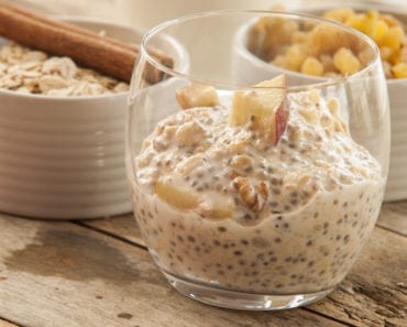 recept, chia, chiafrön, chiapudding, äppelpaj, äpple, kanel, kokosflingor, mellanmål, nyttigt mellanmål, vego, vegansk, veganmjölk