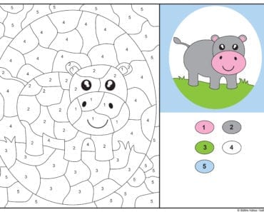 knep, knåp, knep och knåp, knep & knåp, förskola, skola fritids, barnpyssel, pyssel, pyssel för barn, pyssla och lek, lär dig räkna, räkna, dra streck mellan siffror, dra streck, nummer, siffror, lära sig räkna till 5, lära sig räkna till fem, matte, matematik, mattepyssel, måla efter numren, färglägga, färglägga efter siffrorna, flodhäst, djur, safaridjur, målarbild, målarbild för barn, bilder att färglägga