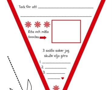 skriva brev till tomten, önskelista, vimpel, julpyssel, pyssel inför jul, barnpyssel, pyssel för jul, knep och knåp, aktivitetsblad