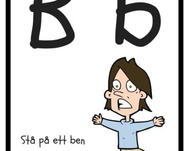 aktiviteter för barn, barnaktiviteter, pyssla och lek, knep och knåp, lära sig alfabetet, lära sig bokstaven B, röra på sig, lekar, rörelselekar