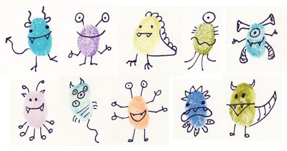 pyssel, pyssla, pysseltips, pysselidéer, barn, barnpyssel, pyssel för barn, enkelt pyssel, avtryck, fingeravtyck, skola, förskola, fritids, skapa, skapande, kreativitet, monster, varelser, utomjordingar, alien