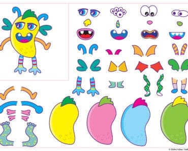 knep och knåp, pyssla och lek, barn, skola, förskola, fritids, pyssel, barnpyssel, pyssel för barn, klippa ut delar, finmotorik, monsterset, göra ett monster, skapa monster