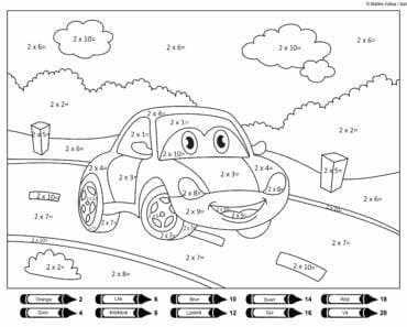 lära sig räkna, räkna, matte, pyssla och lek, bättre hälsa, pyssel för barn, barnpyssel, matte, matematik, mattepyssel, pyssel, knep och knåp, måla, målarbilder, målarbild för barn, räknemåla, multiplikation, tvåans multiplikationstabell, gångertabellen, bil, bilfigur