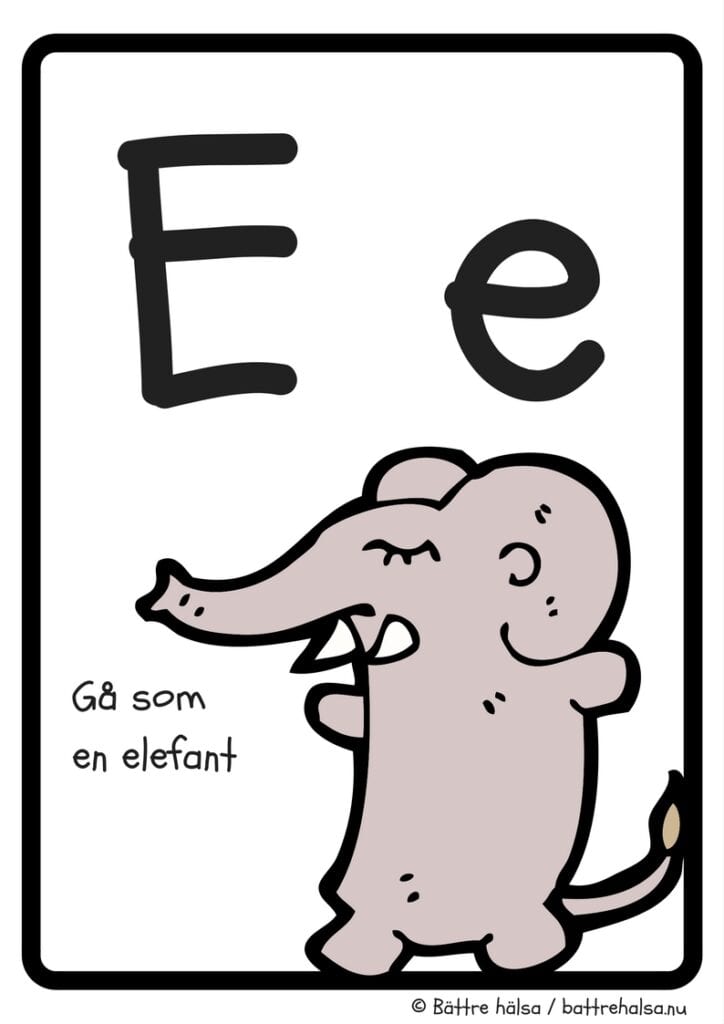 aktiviteter för barn, barnaktiviteter, pyssla och lek, knep och knåp, lära sig alfabetet, lära sig bokstaven E, röra på sig, lekar, rörelselekar