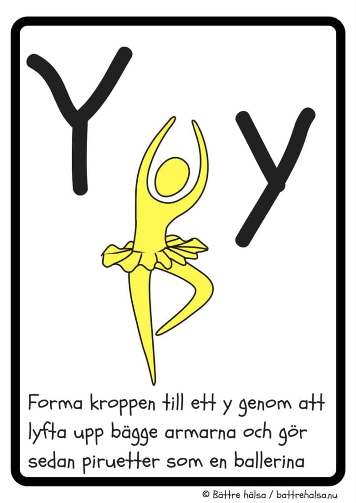 aktiviteter för barn, barnaktiviteter, pyssla och lek, knep och knåp, lära sig alfabetet, lära sig bokstaven Y, röra på sig, lekar, rörelselekar