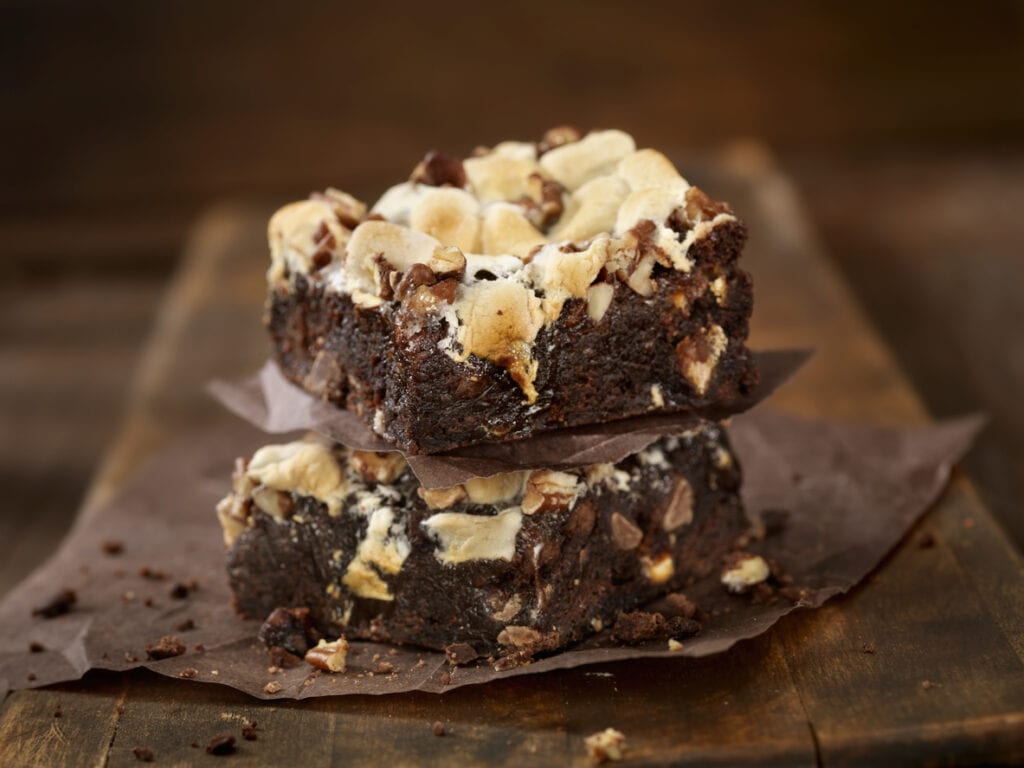 efterrätt med choklad, rocky road brownies